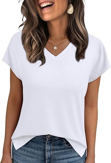 Women loose fit V-neck t-shirt