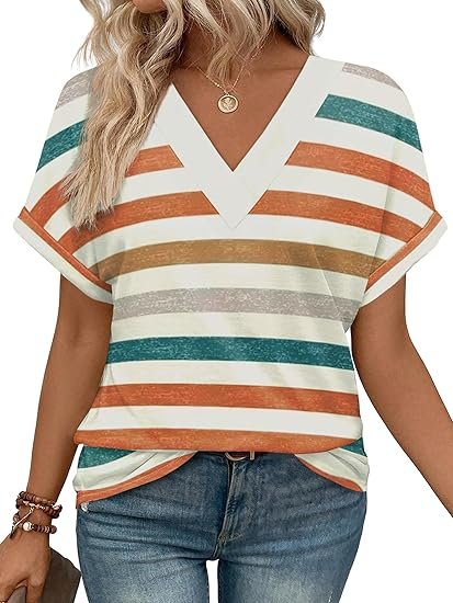 Short sleeve V-neck fashion top by Wiholl