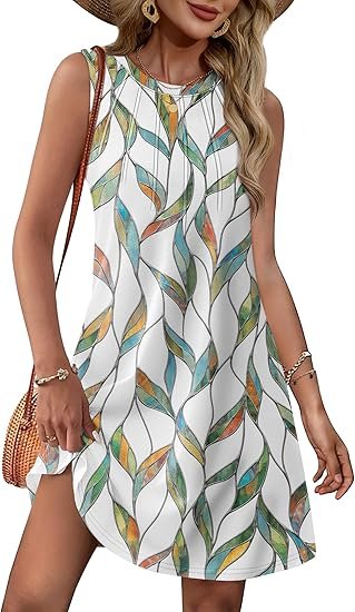 Women loose crew neck sundress